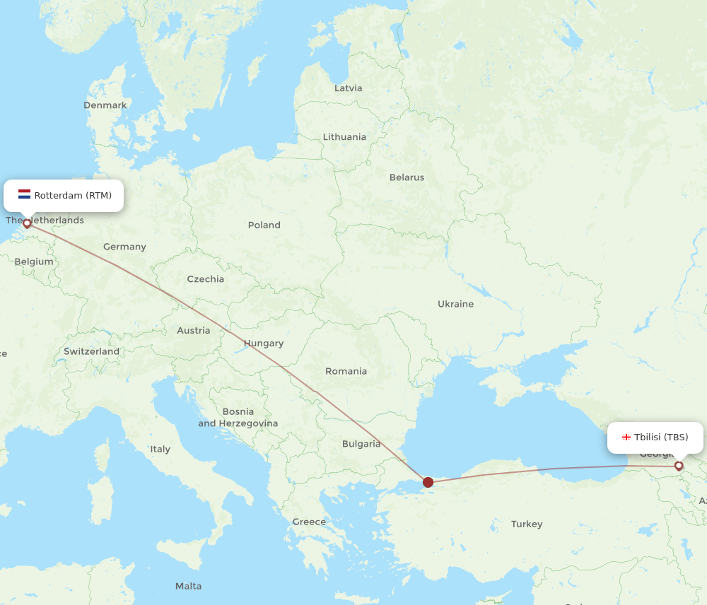 RTM to TBS flights and routes map