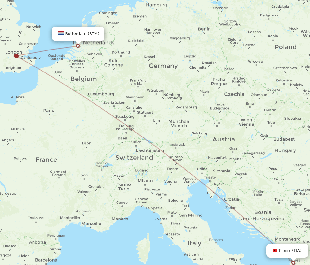RTM-TIA flight routes