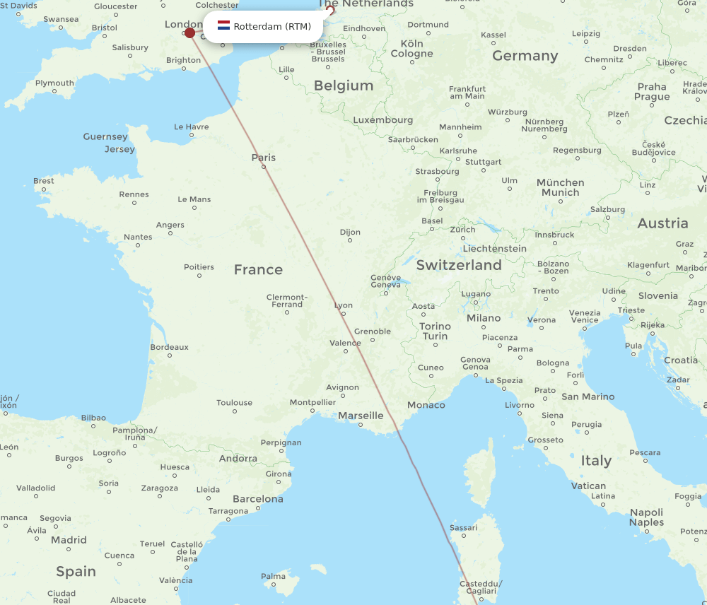 RTM to TUN flights and routes map