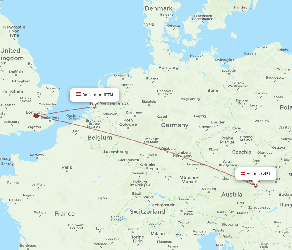 RTM-VIE flight routes