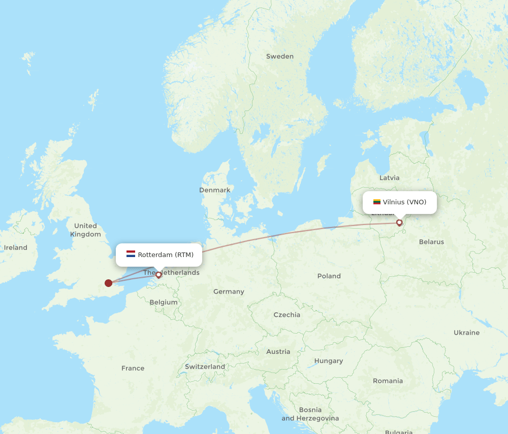 RTM to VNO flights and routes map