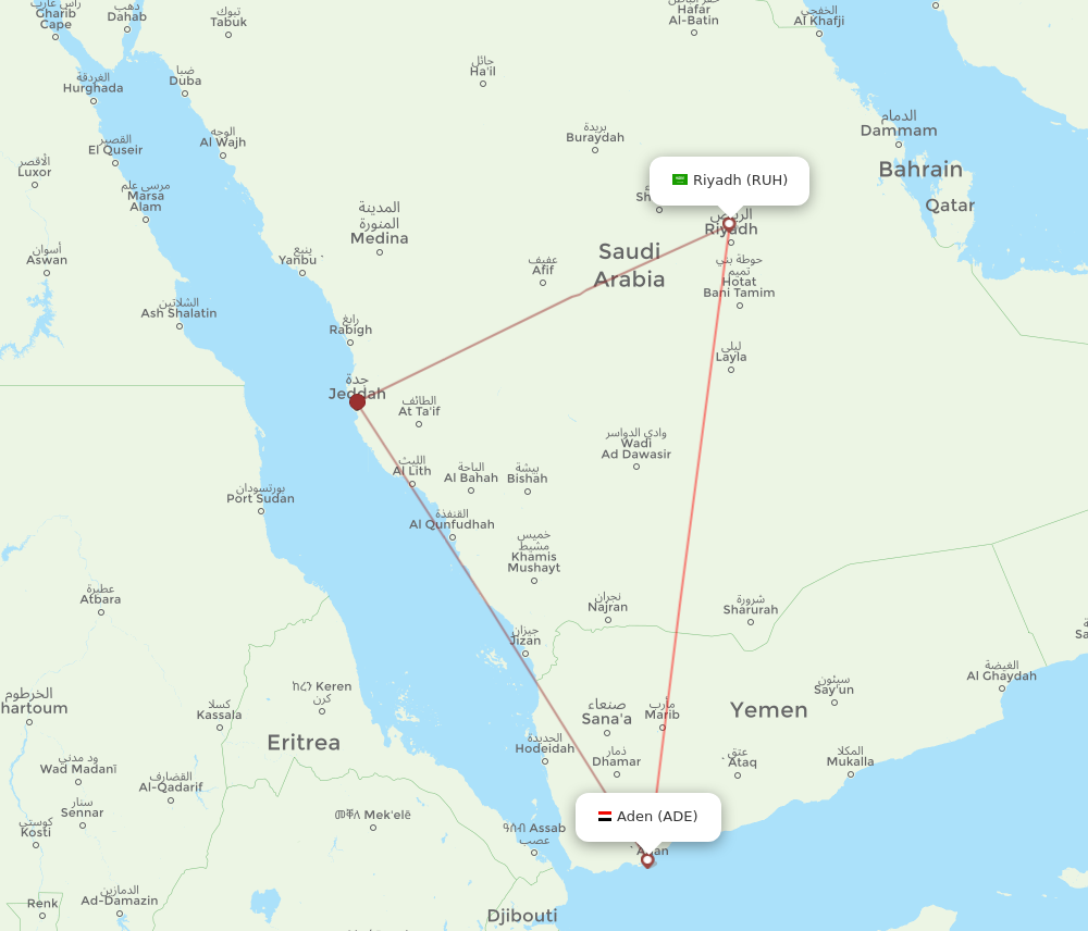RUH to ADE flights and routes map
