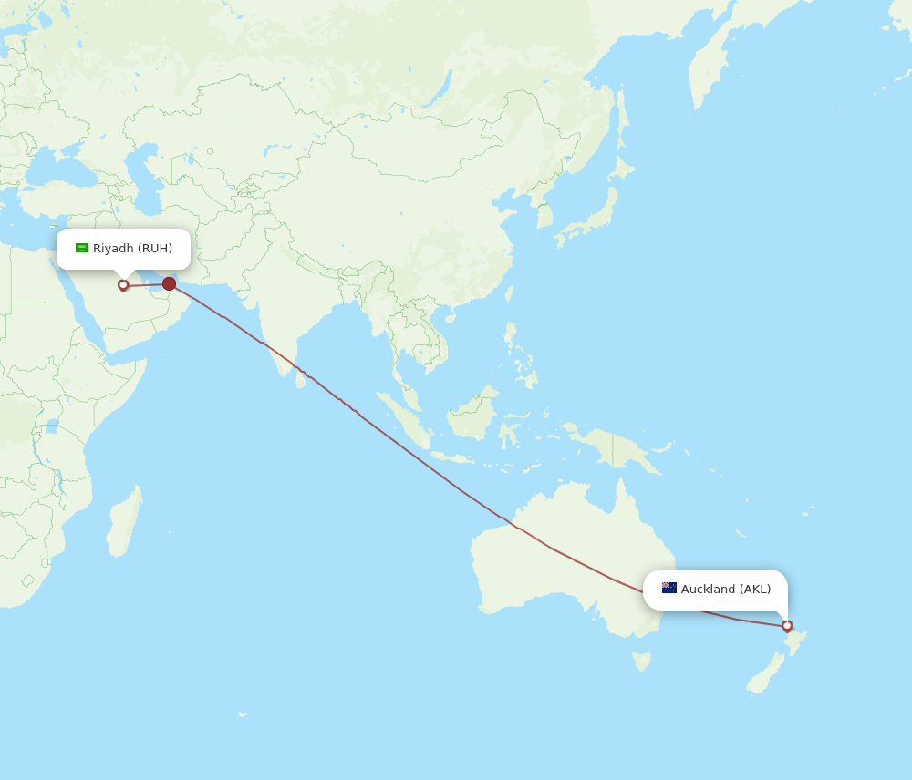 RUH-AKL flight routes