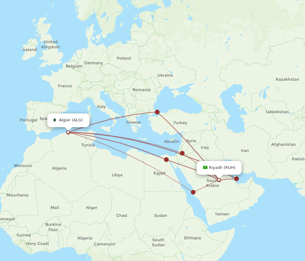 RUH-ALG flight routes