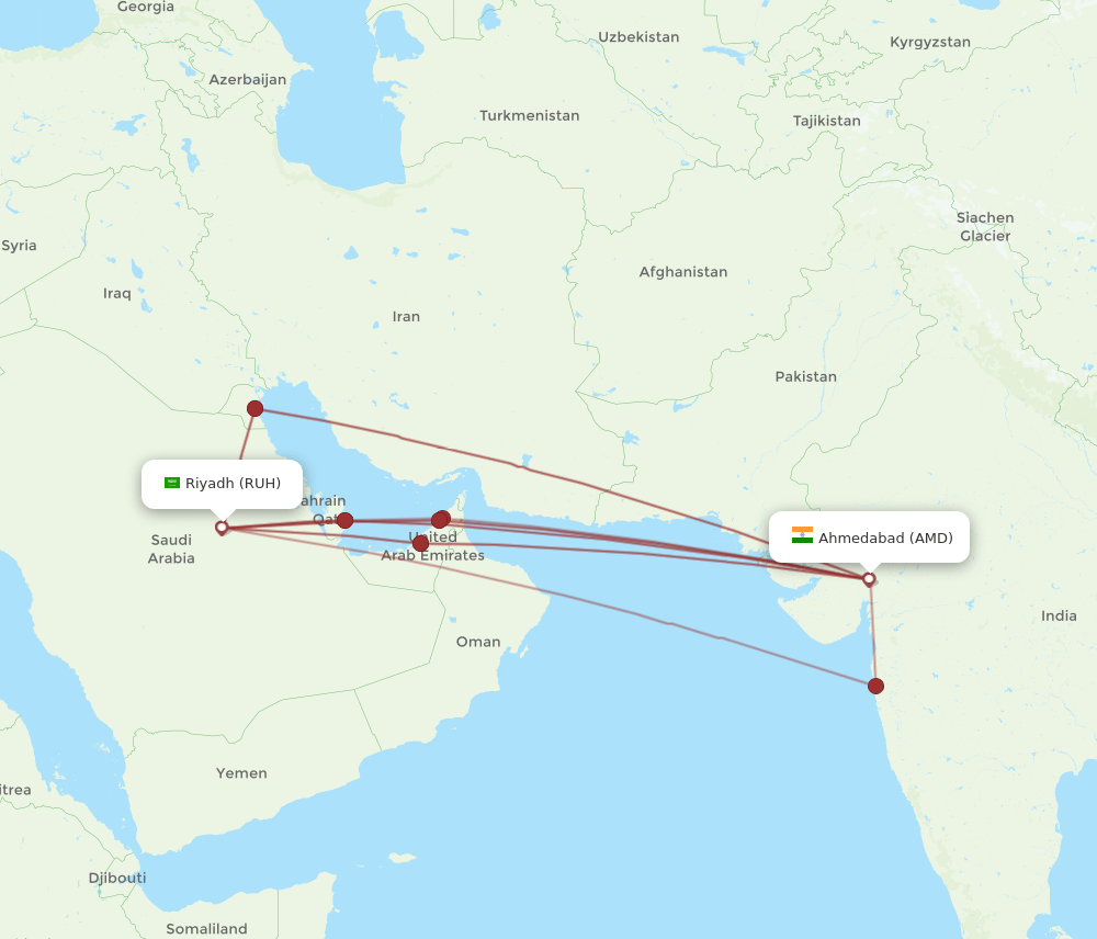 RUH-AMD flight routes