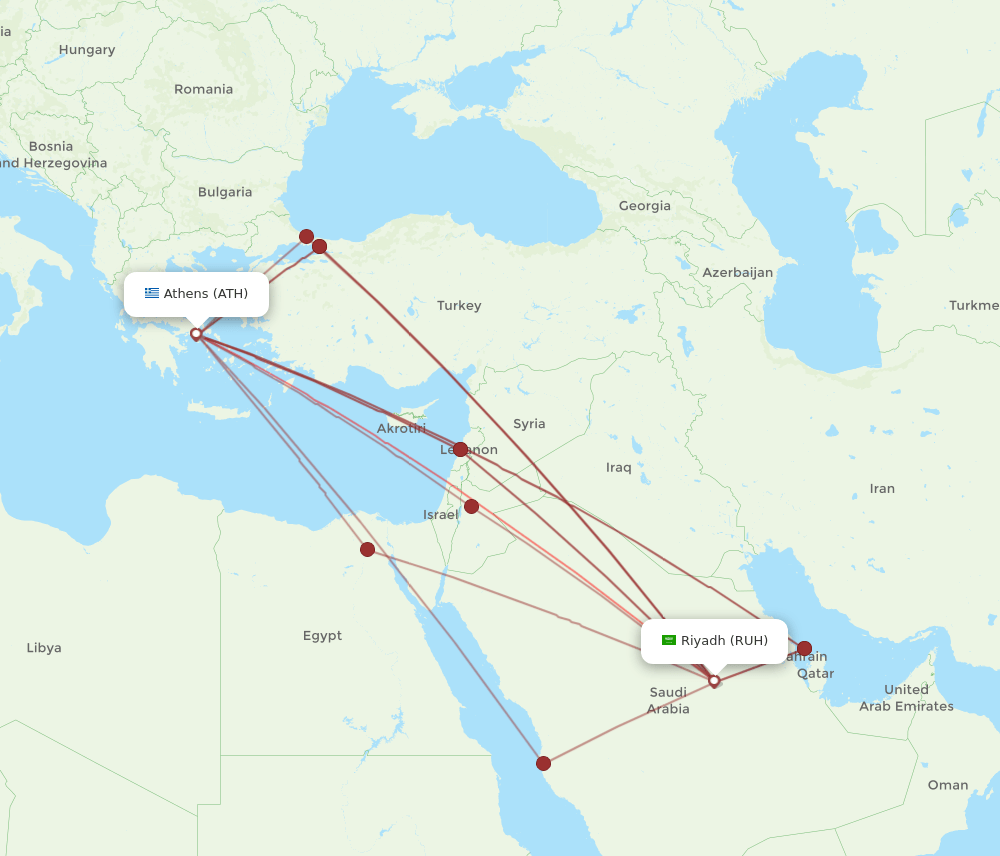 RUH-ATH flight routes