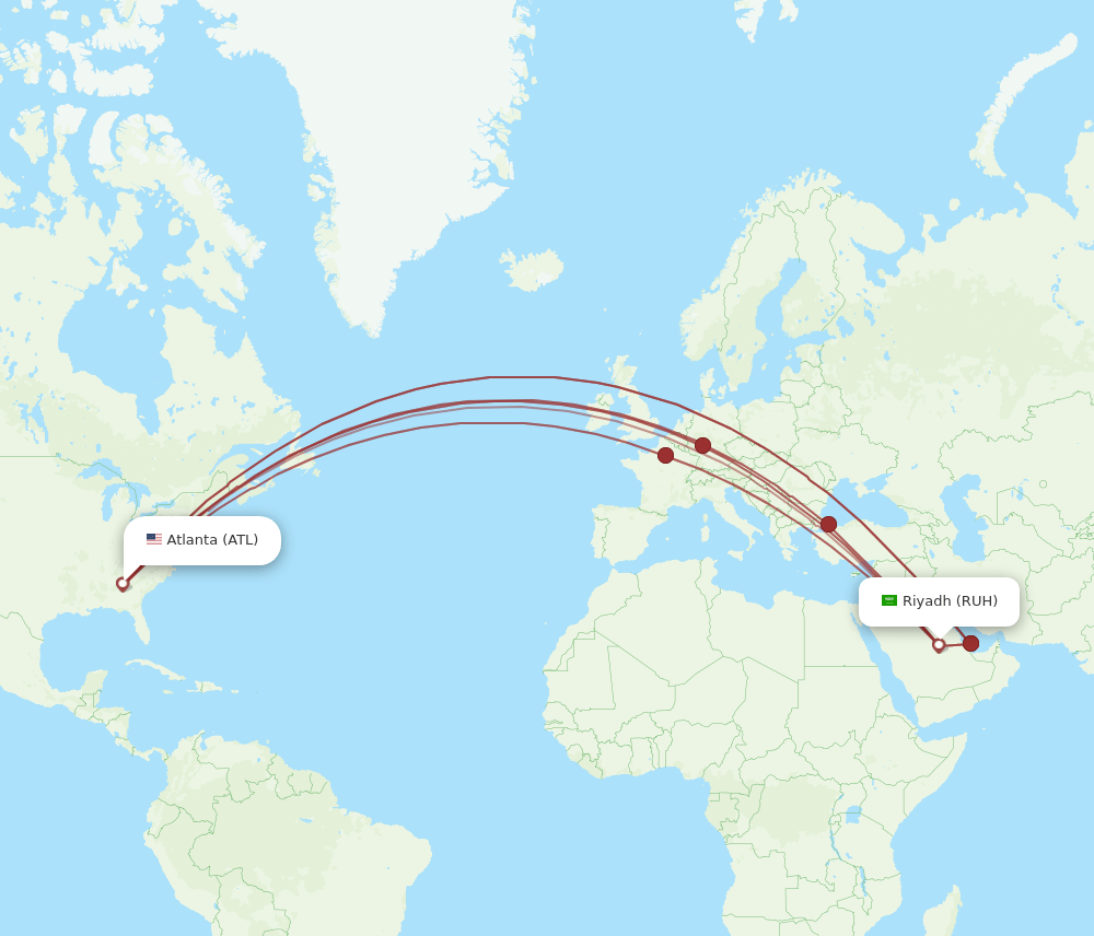 RUH-ATL flight routes