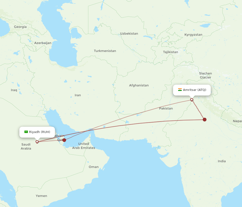 RUH-ATQ flight routes