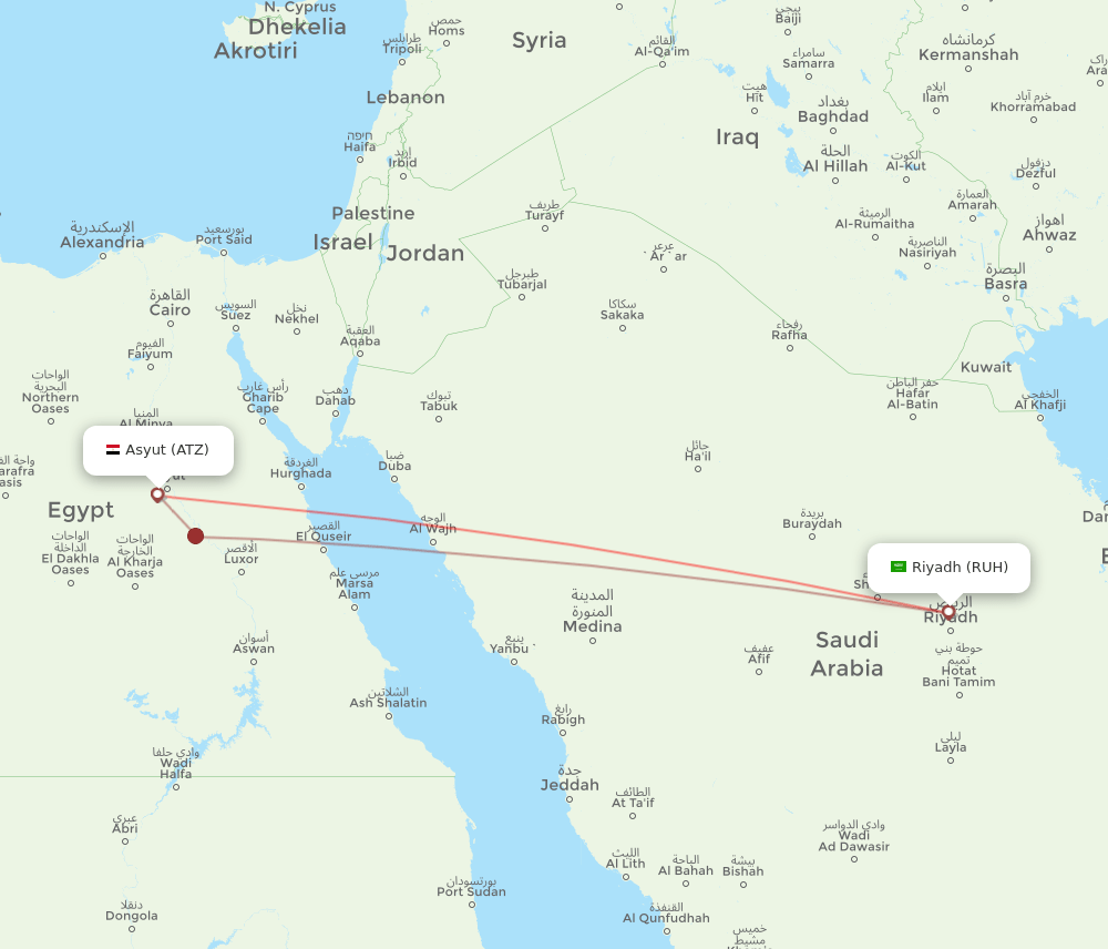 RUH-ATZ flight routes