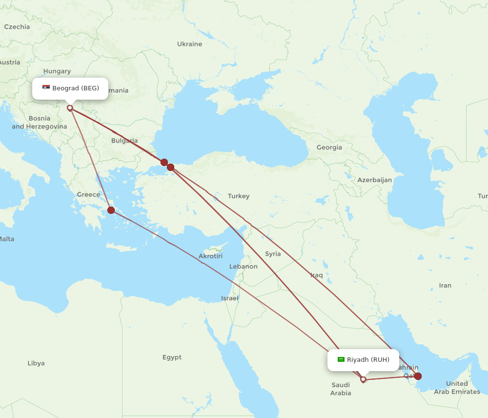 RUH-BEG flight routes
