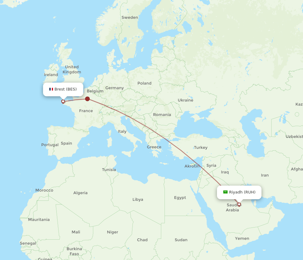 RUH-BES flight routes