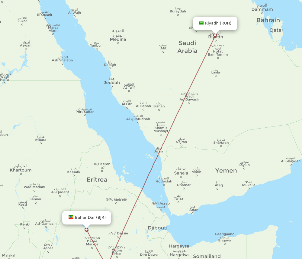 RUH-BJR flight routes