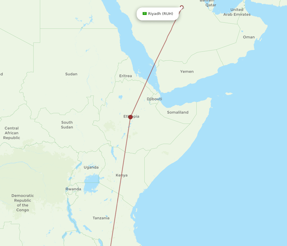 RUH to BLZ flights and routes map