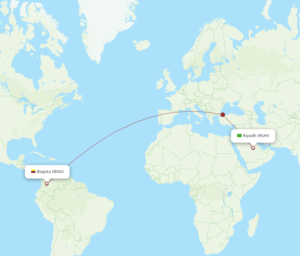RUH-BOG flight routes