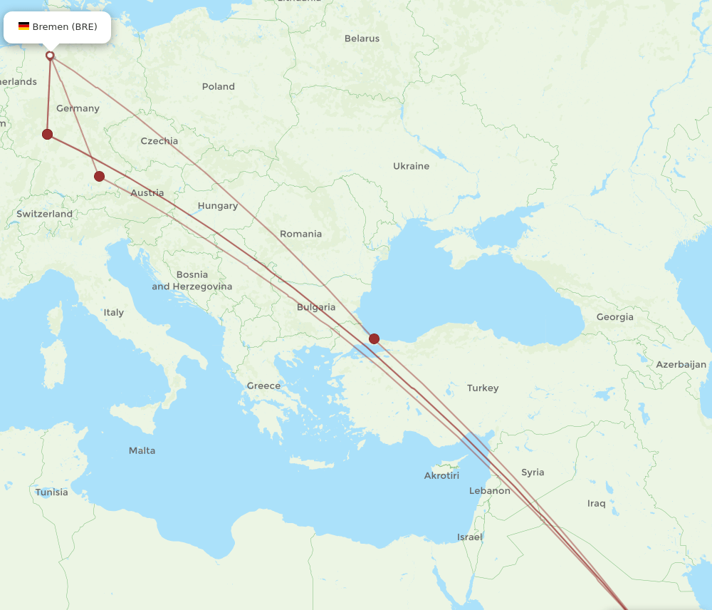 RUH-BRE flight routes