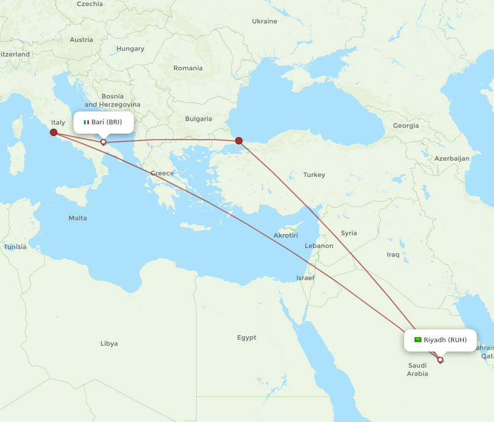 RUH-BRI flight routes