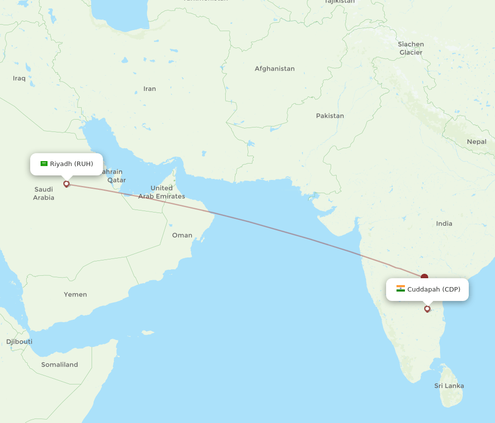 RUH-CDP flight routes