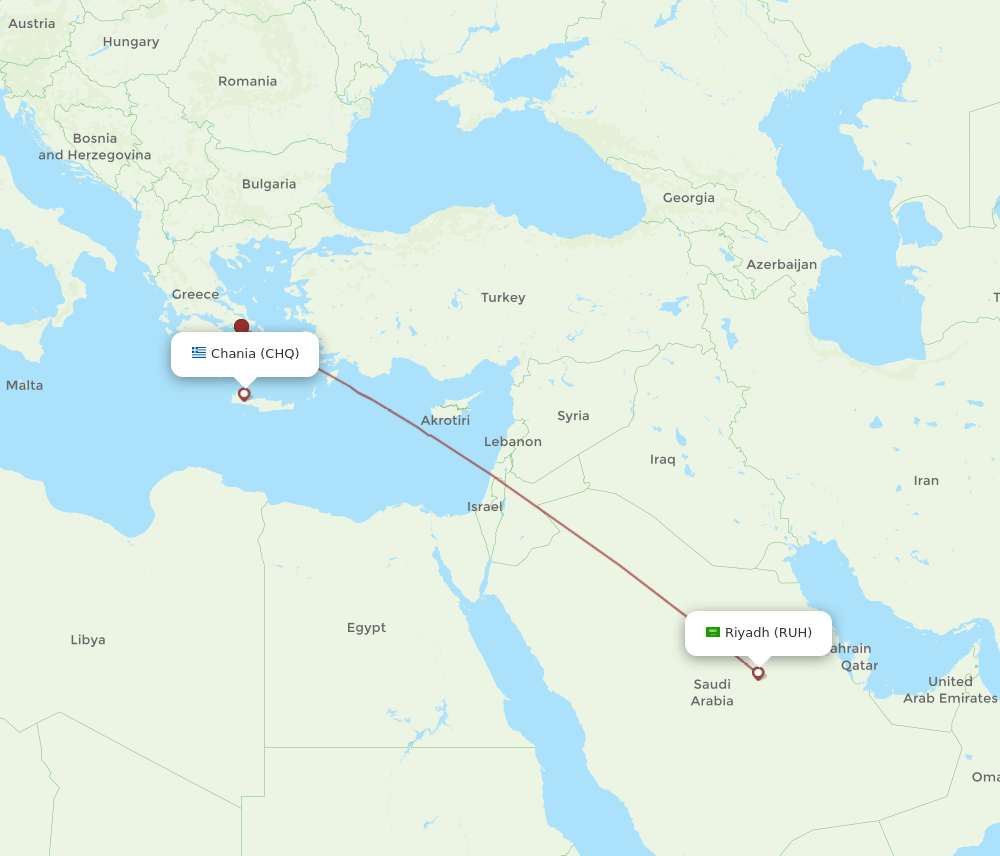 RUH-CHQ flight routes