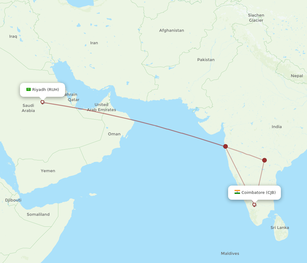 RUH-CJB flight routes