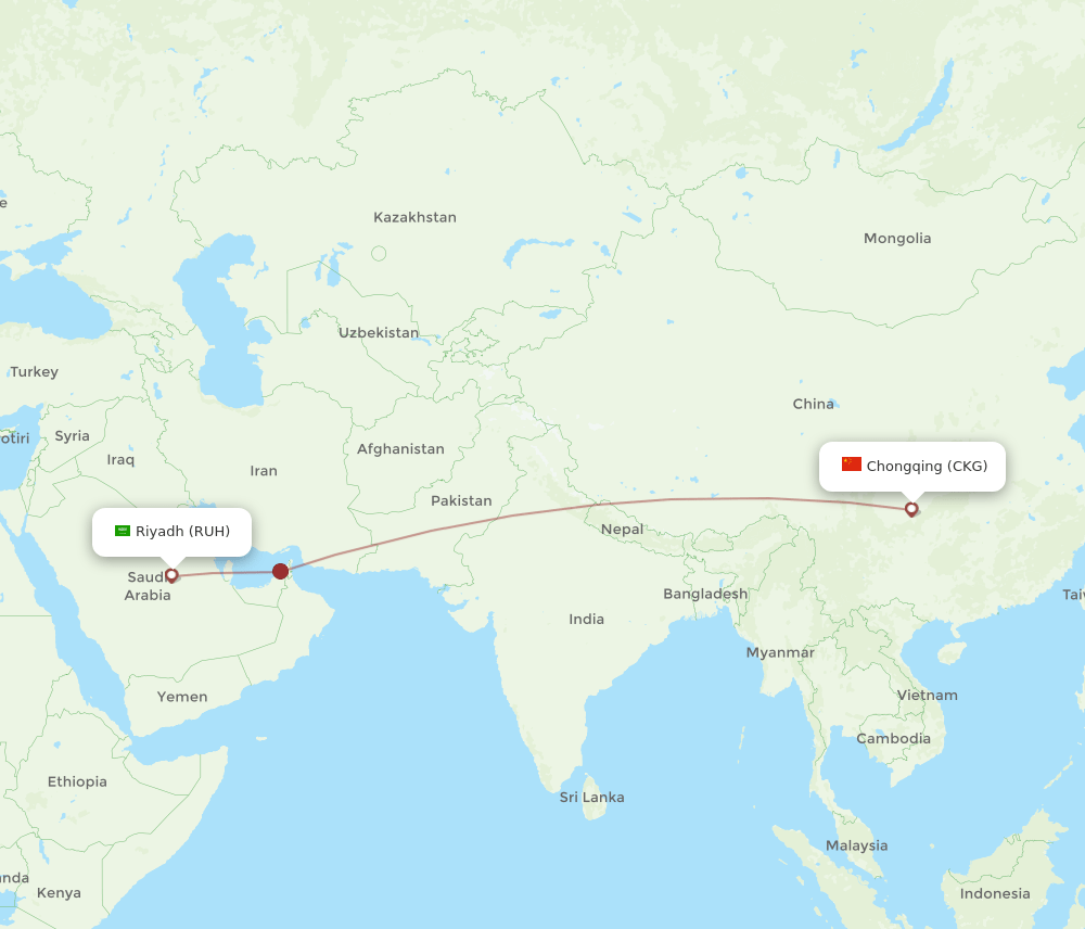 RUH-CKG flight routes