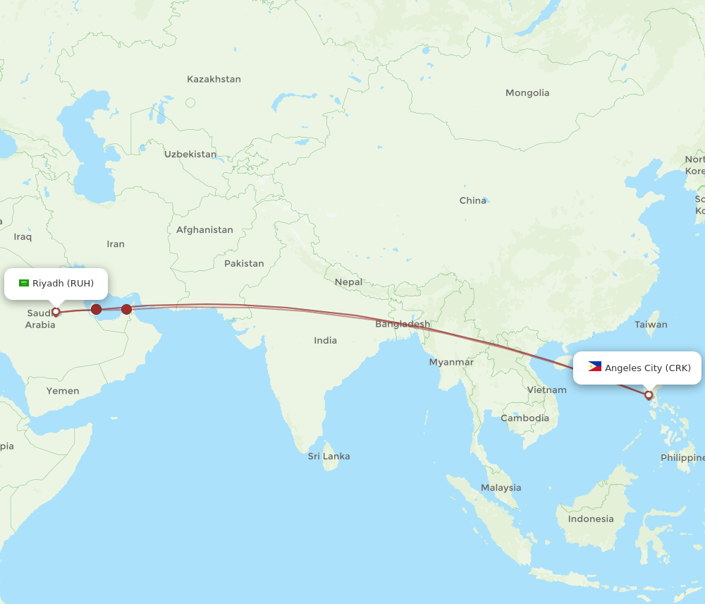 RUH-CRK flight routes