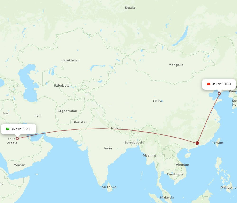 RUH-DLC flight routes