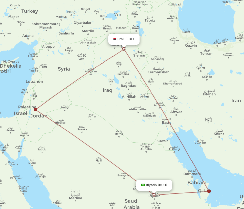 RUH-EBL flight routes