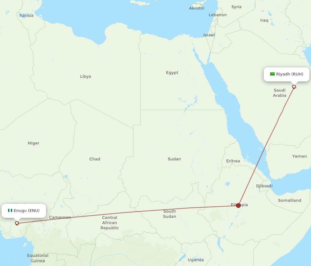 RUH-ENU flight routes