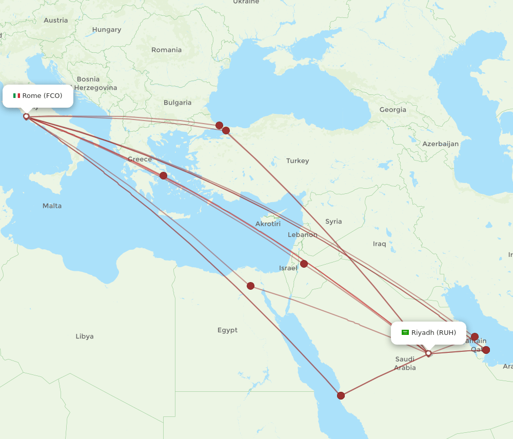 RUH-FCO flight routes