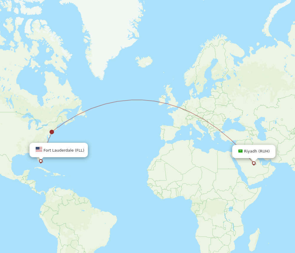 RUH-FLL flight routes