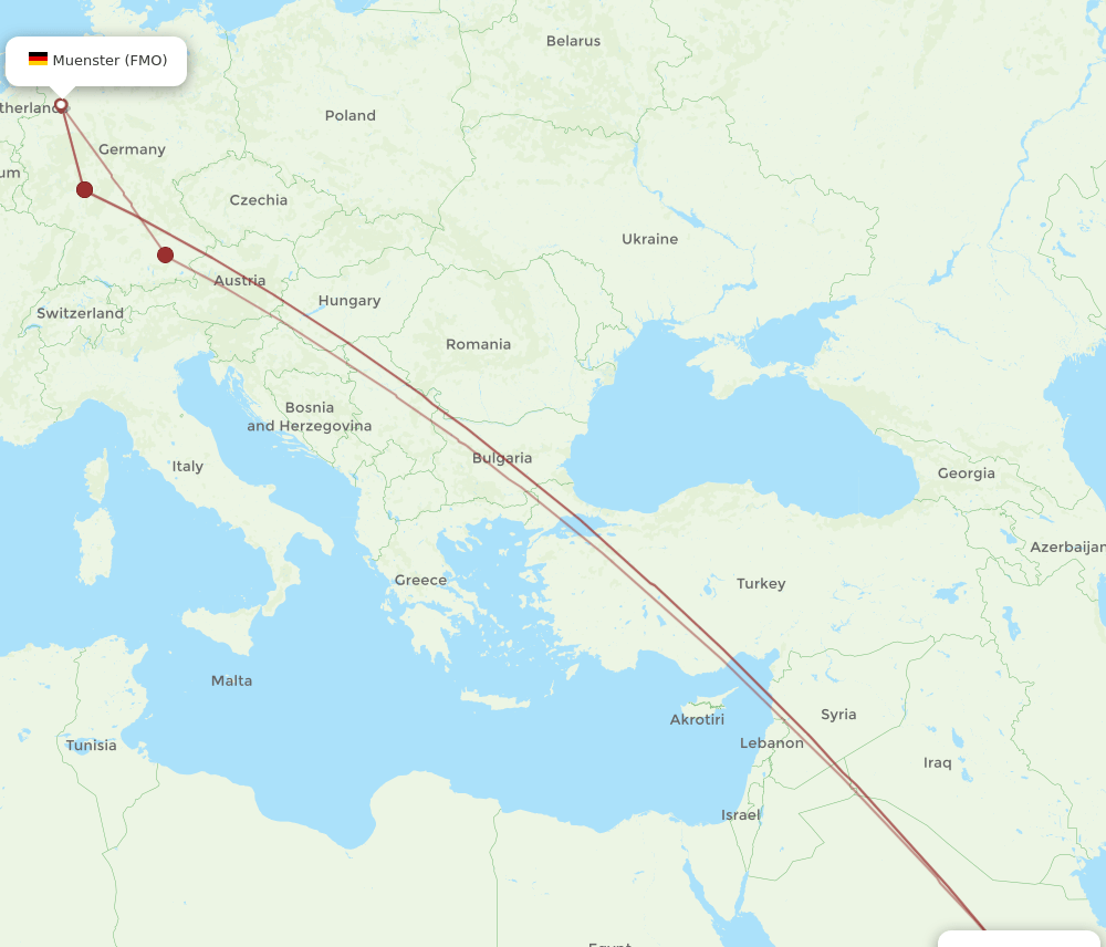 RUH to FMO flights and routes map