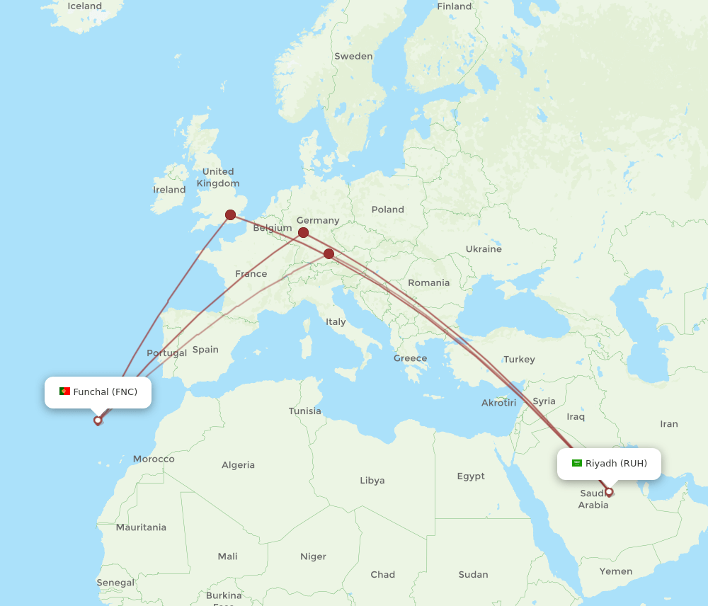 RUH-FNC flight routes