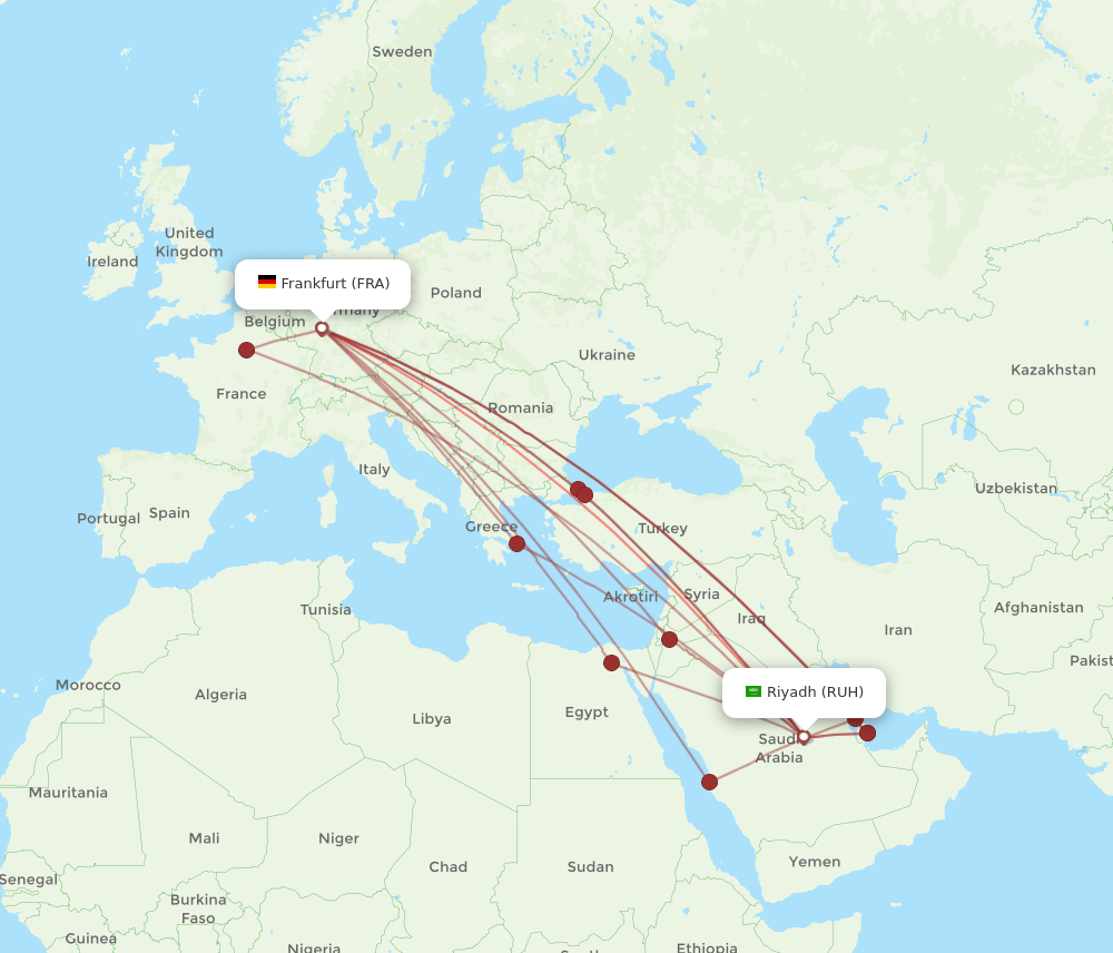 RUH-FRA flight routes