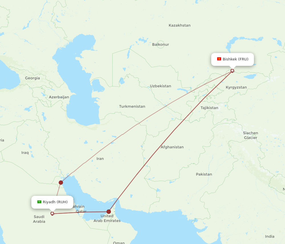 RUH to FRU flights and routes map