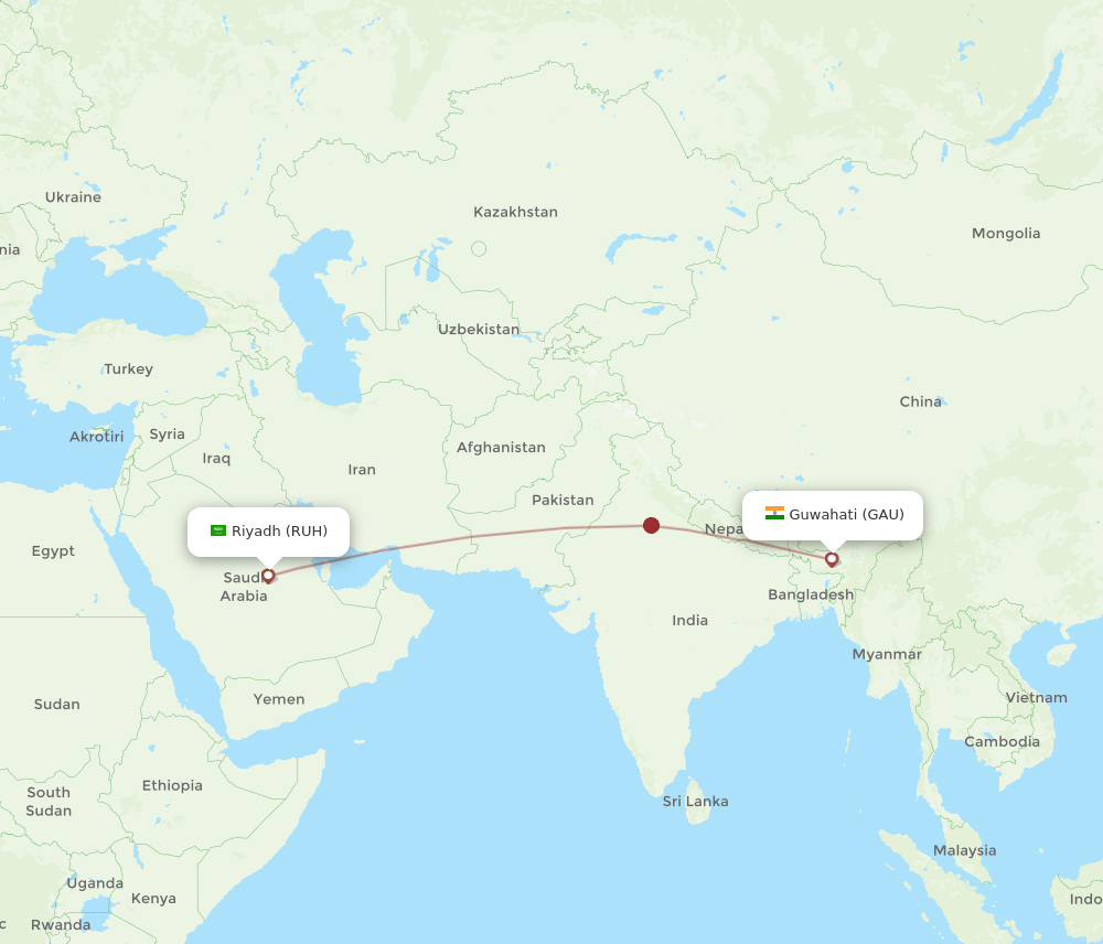 RUH-GAU flight routes