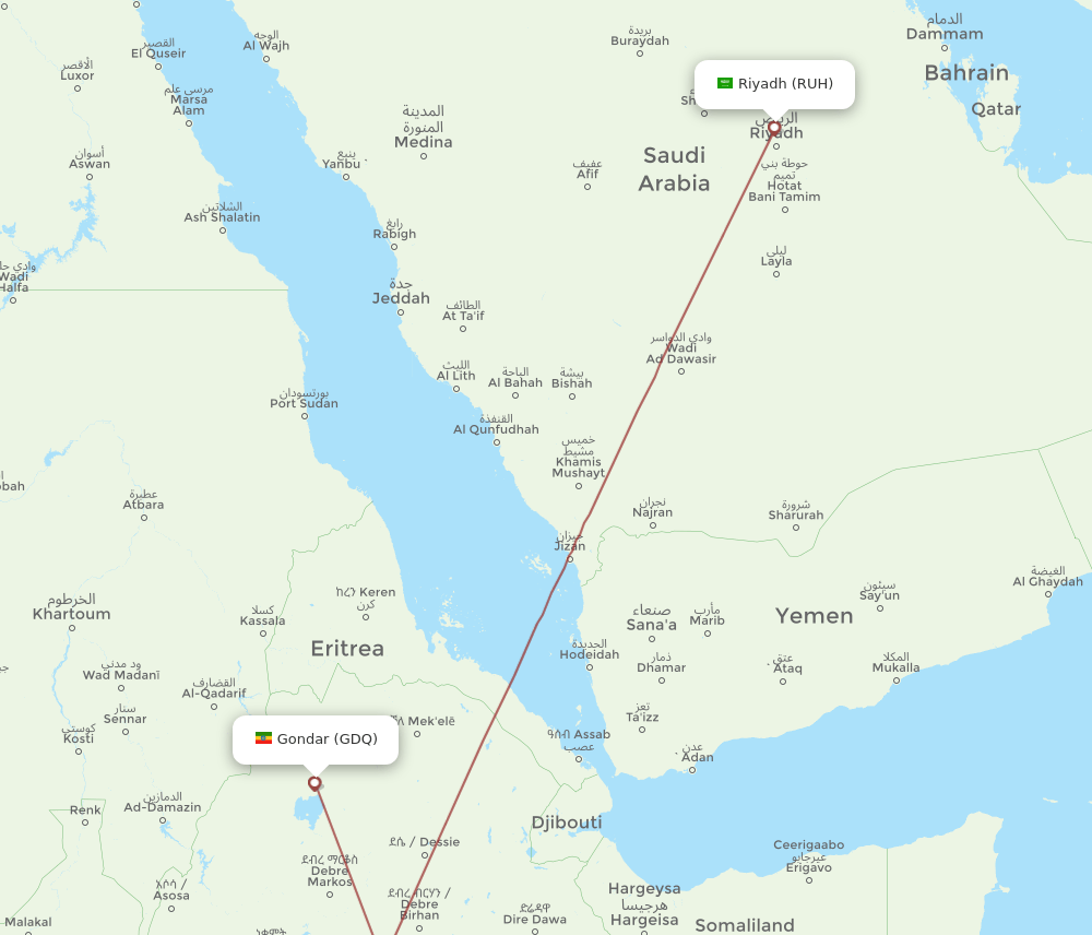 RUH-GDQ flight routes