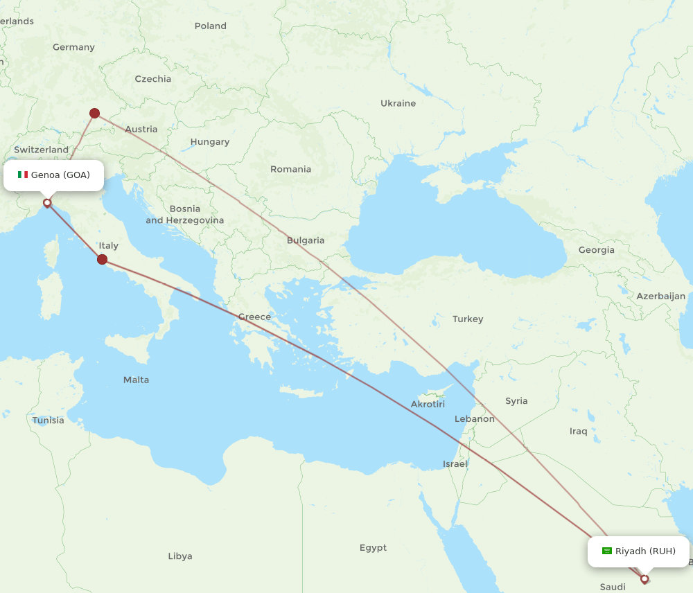RUH-GOA flight routes