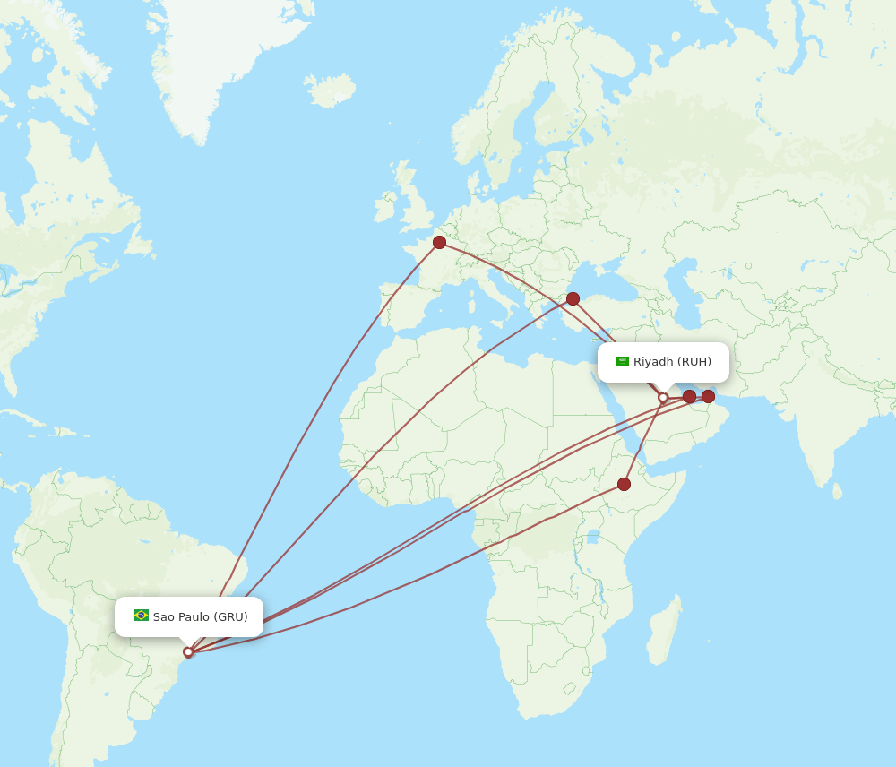 RUH-GRU flight routes