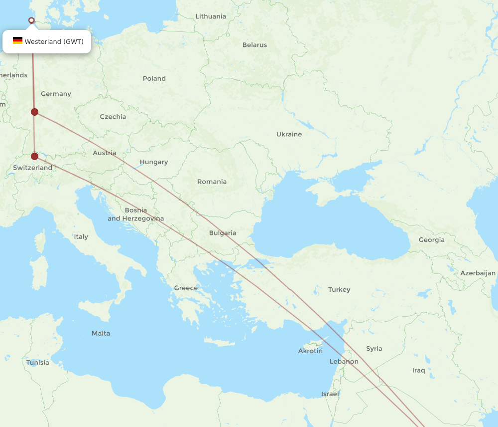 RUH-GWT flight routes