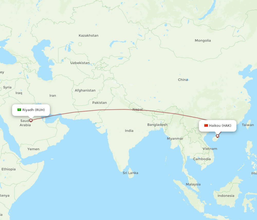 RUH-HAK flight routes