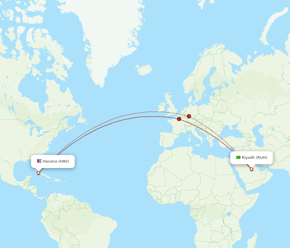 RUH-HAV flight routes