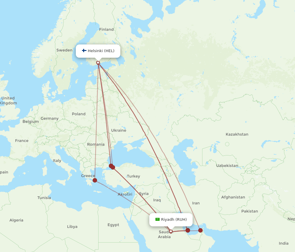 RUH-HEL flight routes