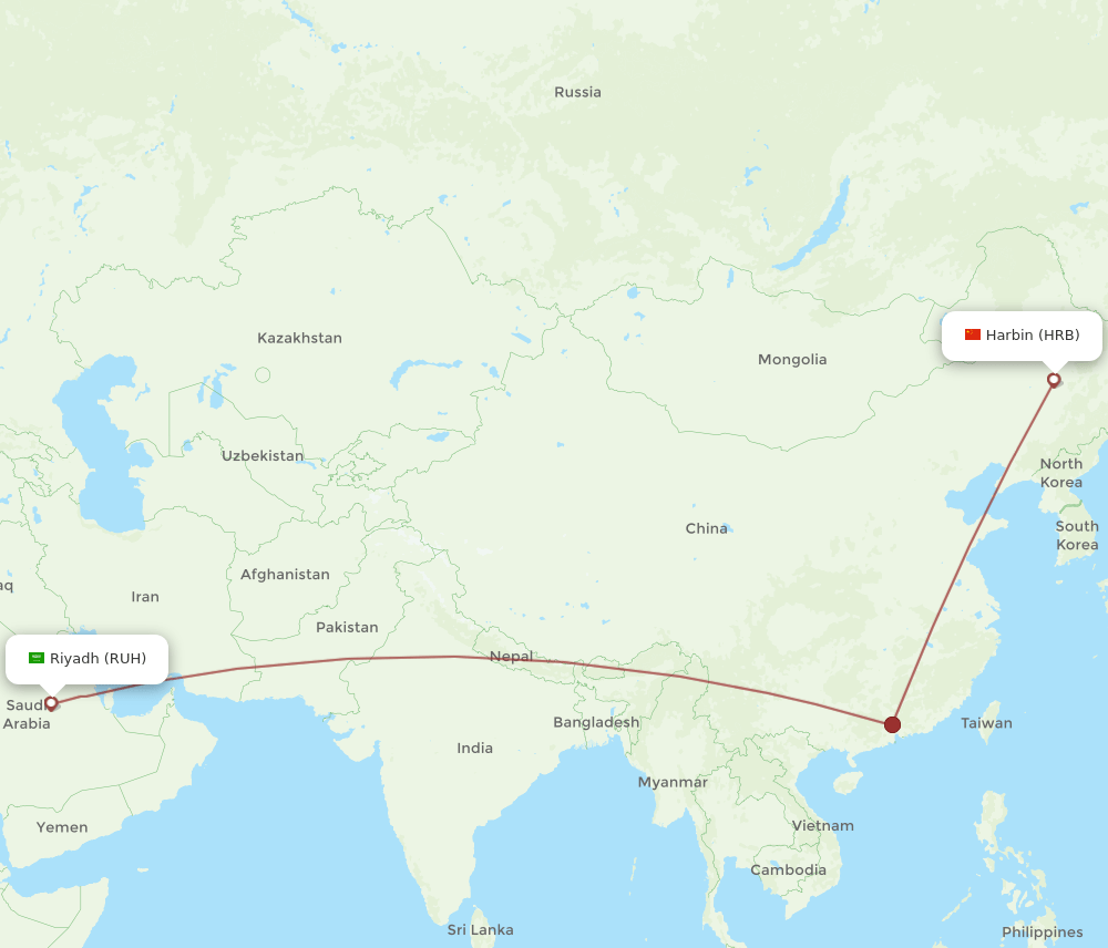 RUH-HRB flight routes