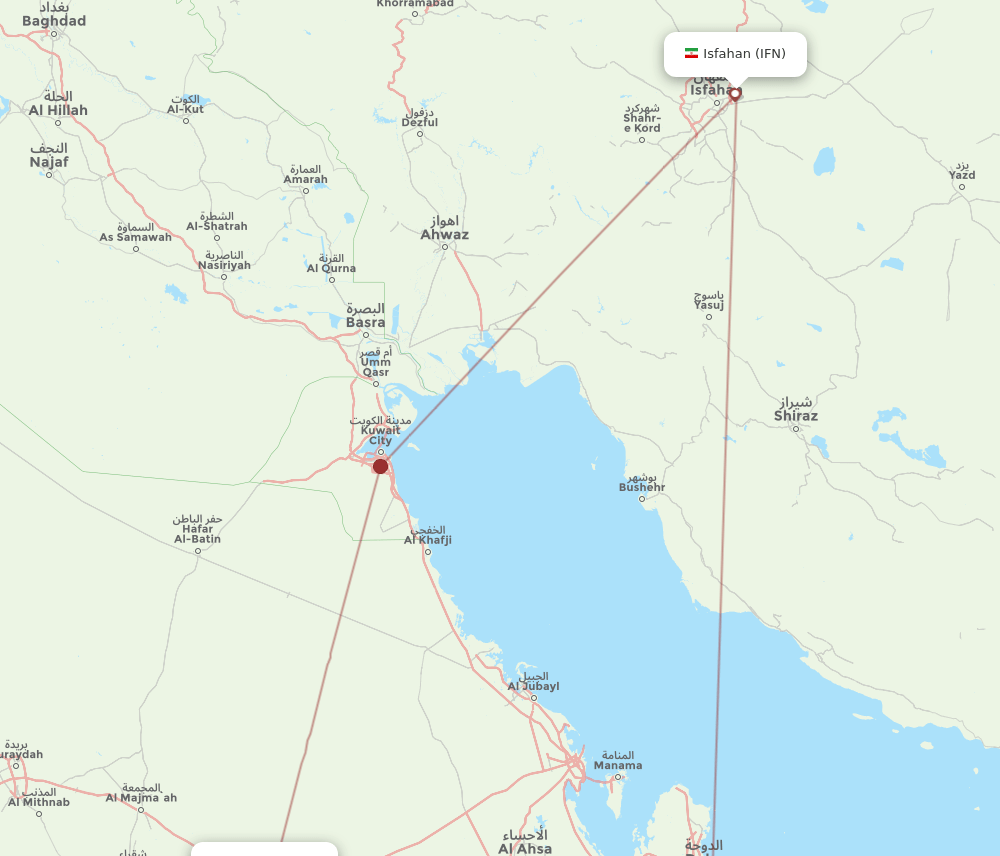 RUH to IFN flights and routes map