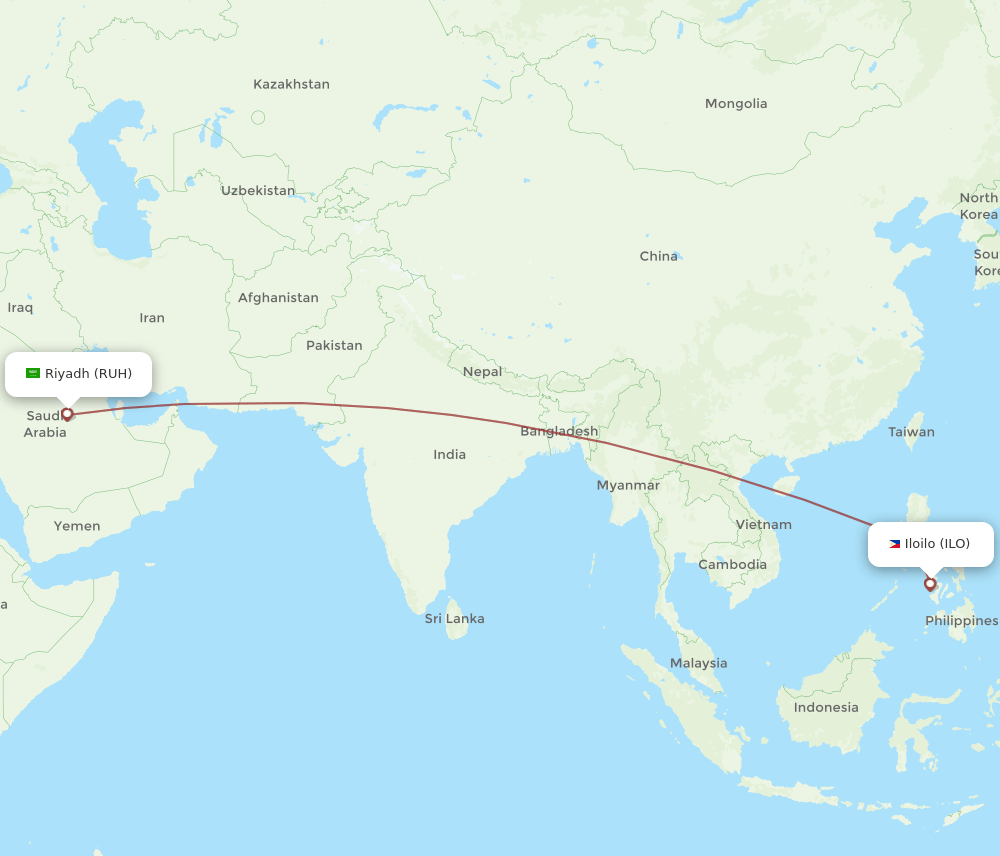RUH-ILO flight routes