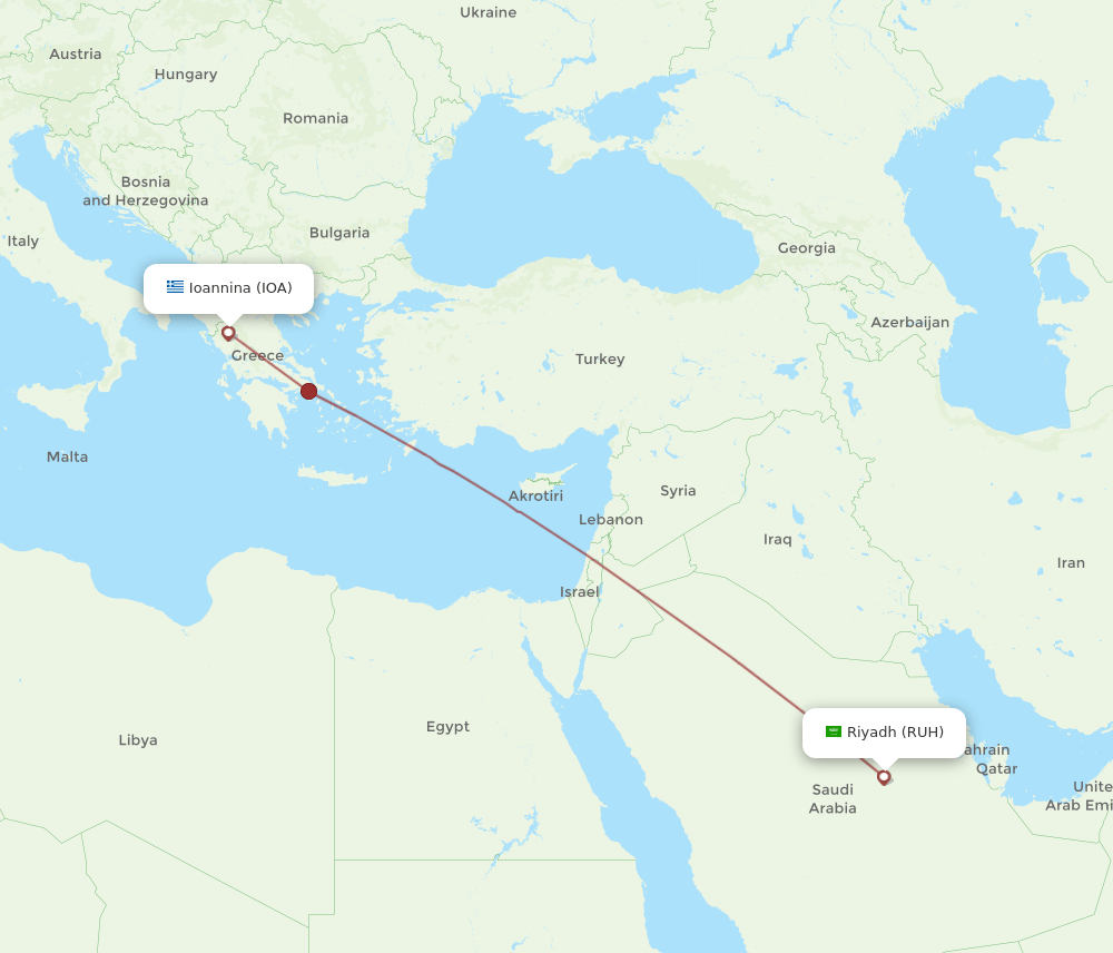 RUH-IOA flight routes