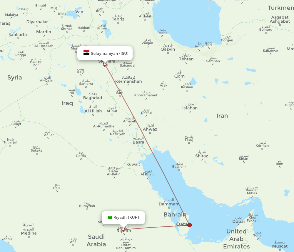 RUH-ISU flight routes