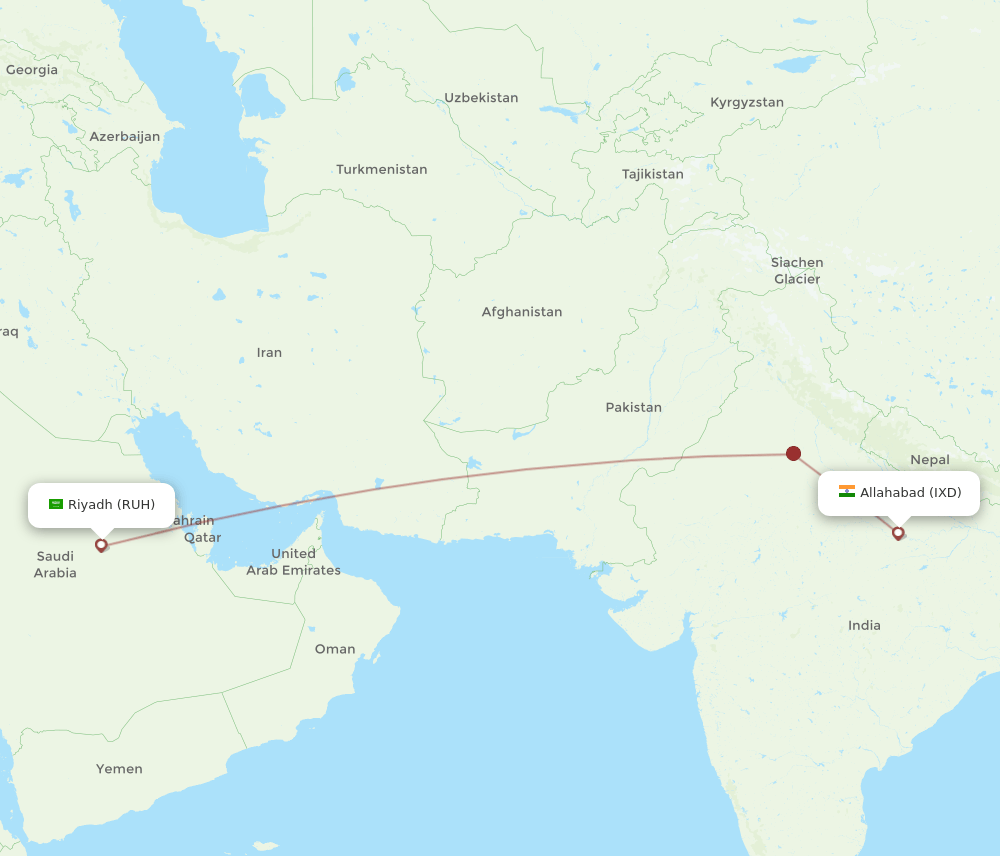 RUH-IXD flight routes
