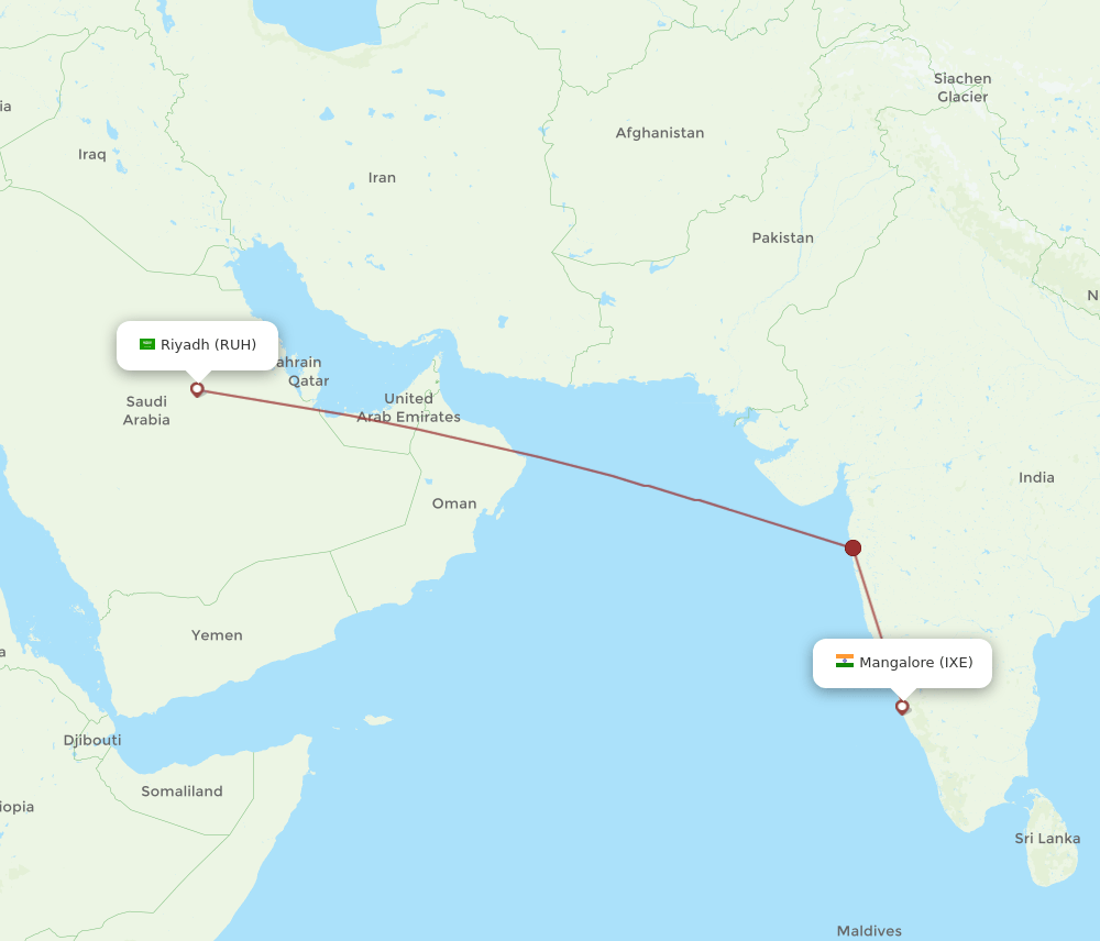 RUH-IXE flight routes