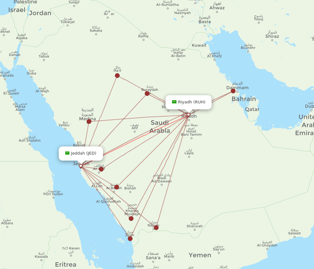 RUH-JED flight routes